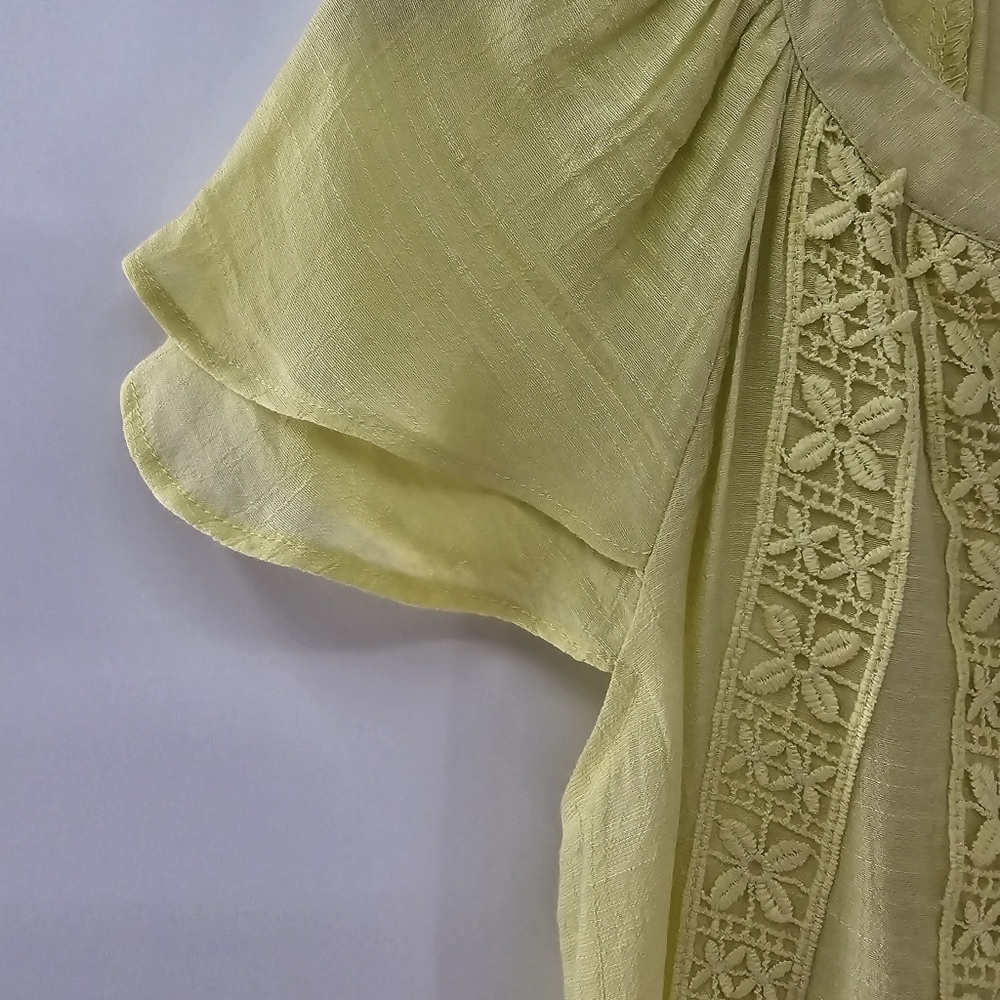 Fundamental Things Limencello Flutter Short Sleeve Lightweight Top Womens Small - Picture 6 of 12